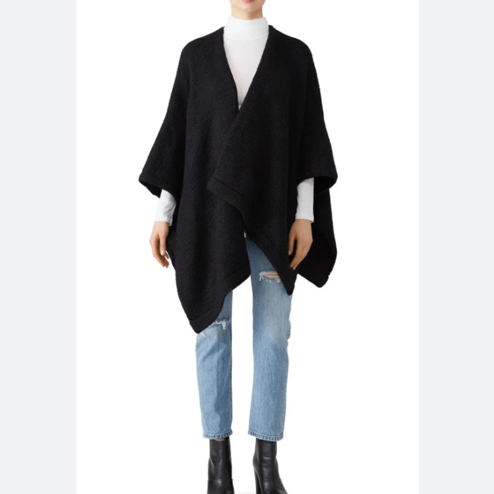 OLD NAVY Women Black Chale Wrap Poncho